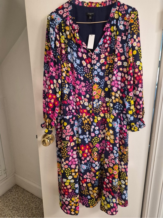 Talbots Dresses & Skirts - Talbots Navy Floral Midi Dress with Pink, Yellow & Light Blue Flowers